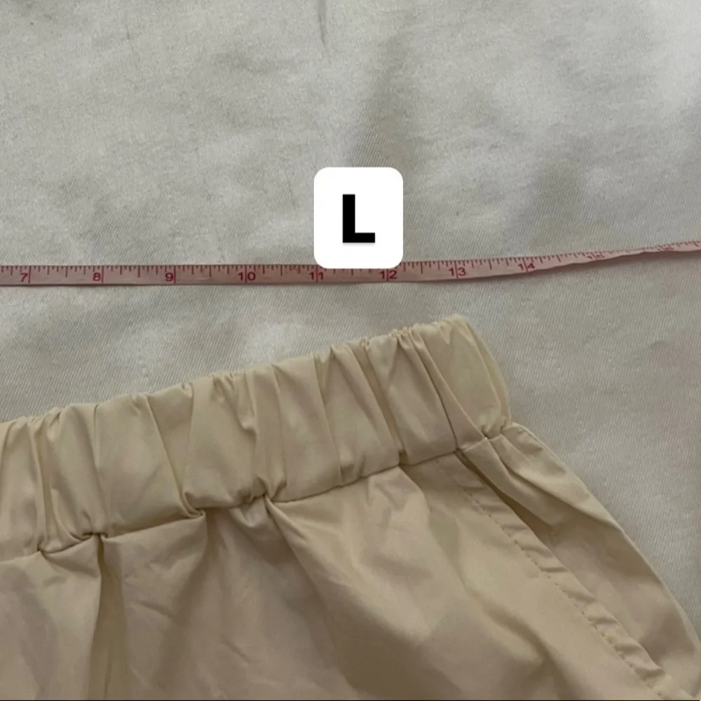 NEW 3pcs set beige womens shirt top shorts button down M;L casual - Picture 14 of 16